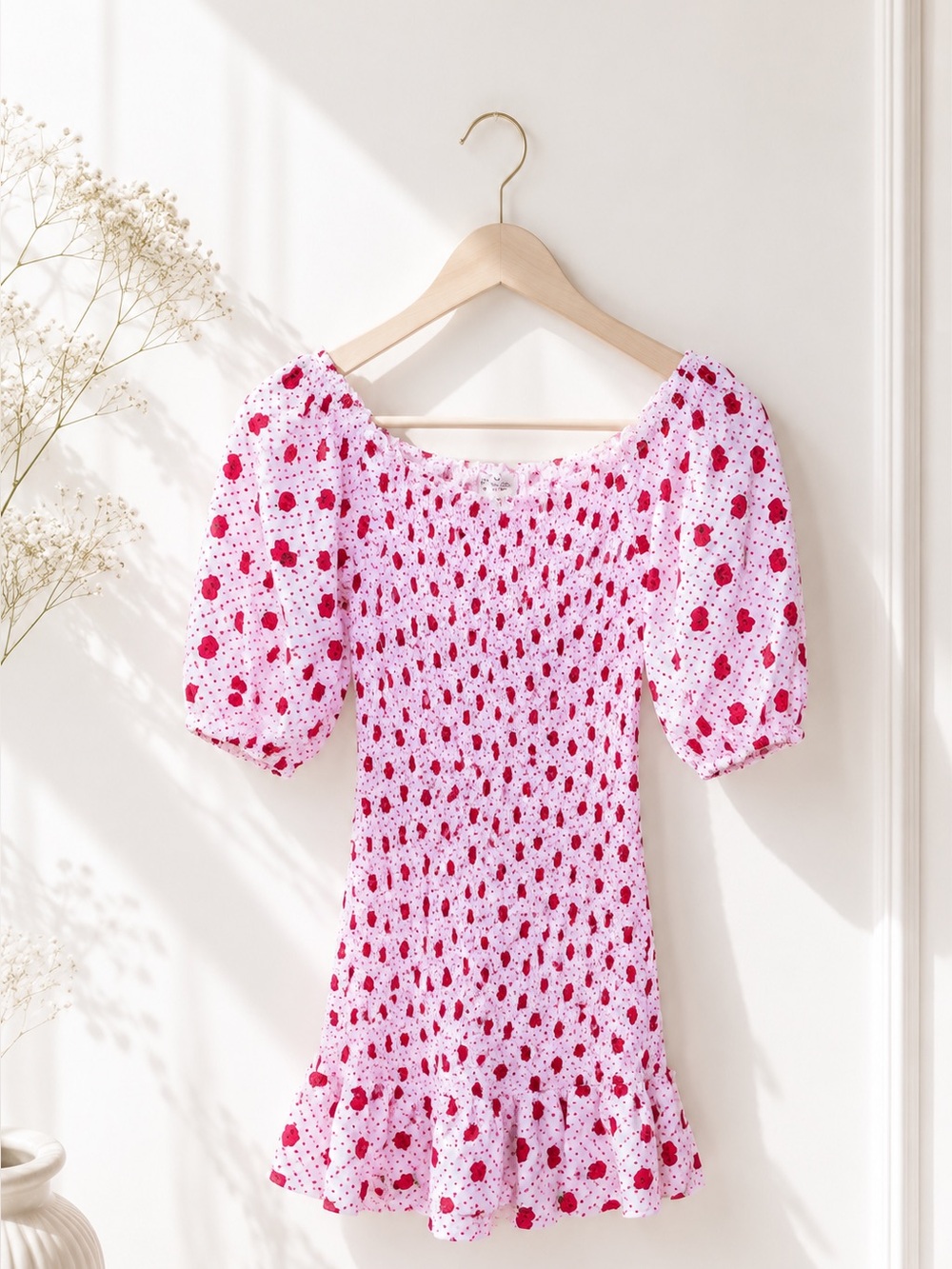 🔴 Jessica Simpson Red and White Patterned Dress